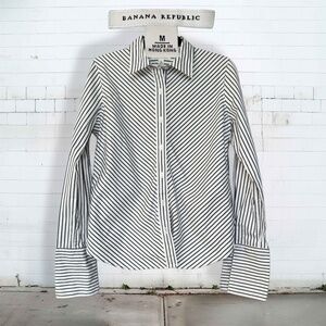 Vintage Banana Republic - Diagonal Stripe Button-Down French Cuff Shirt, Med